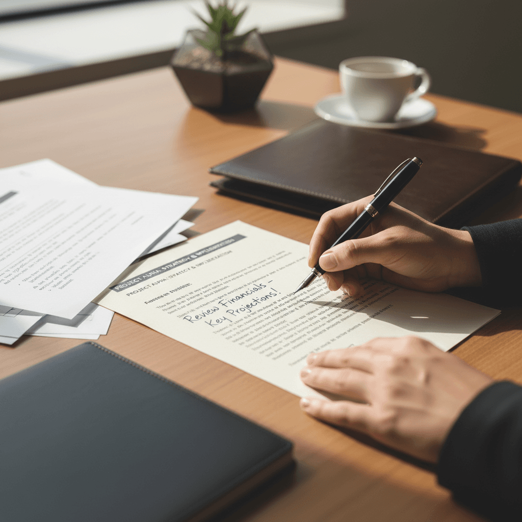 Business professional reviewing documents with a colleague